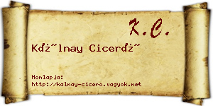 Kálnay Ciceró névjegykártya